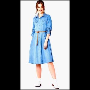 SPIRITO Striped Midi Blue Dress, Denim Style
